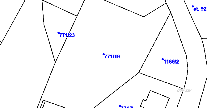 Parcela st. 771/19 v KÚ Příkosice, Katastrální mapa