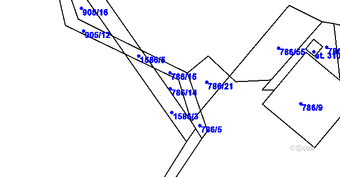 Parcela st. 786/14 v KÚ Příkosice, Katastrální mapa