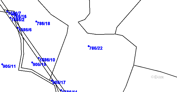 Parcela st. 786/22 v KÚ Příkosice, Katastrální mapa