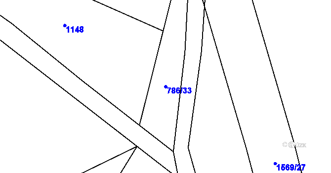 Parcela st. 786/33 v KÚ Příkosice, Katastrální mapa