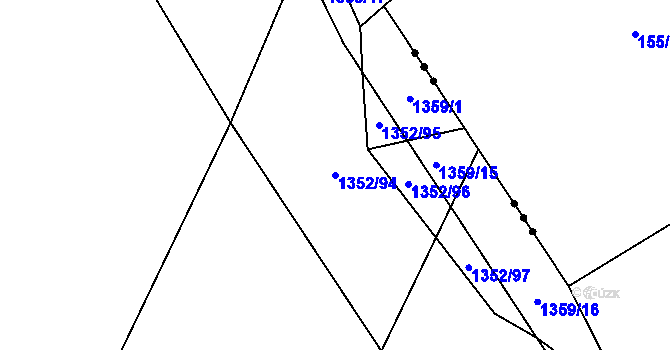 Parcela st. 1352/94 v KÚ Příkosice, Katastrální mapa