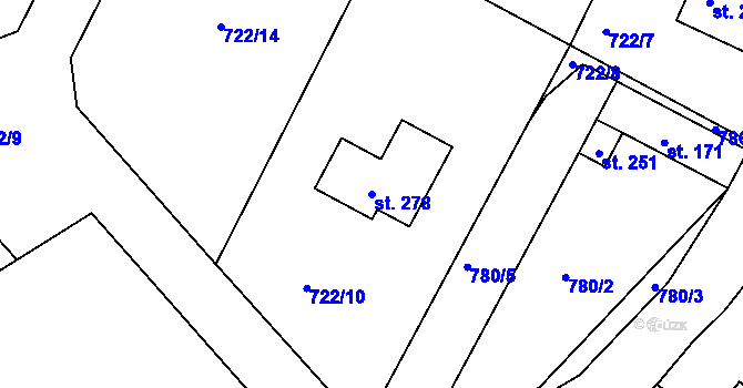 Parcela st. 278 v KÚ Příkosice, Katastrální mapa