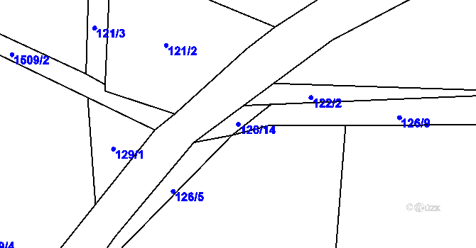 Parcela st. 126/14 v KÚ Příkosice, Katastrální mapa