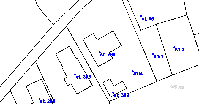 Parcela st. 298 v KÚ Příkosice, Katastrální mapa