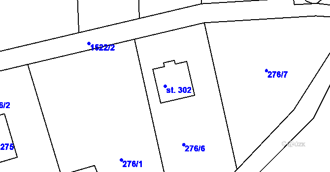 Parcela st. 302 v KÚ Příkosice, Katastrální mapa