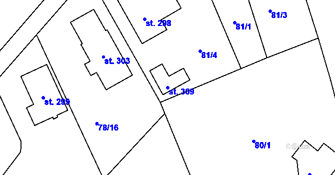 Parcela st. 309 v KÚ Příkosice, Katastrální mapa