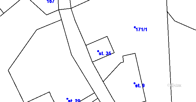 Parcela st. 35 v KÚ Štítov, Katastrální mapa
