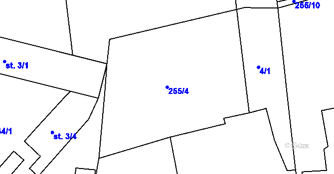 Parcela st. 255/4 v KÚ Štítov, Katastrální mapa