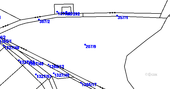 Parcela st. 207/9 v KÚ Štítov, Katastrální mapa