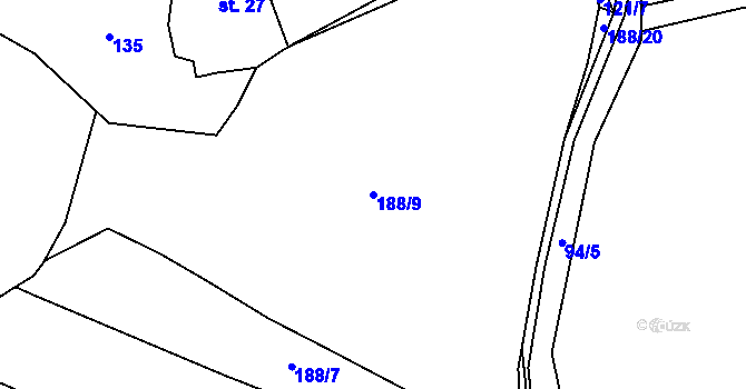 Parcela st. 188/9 v KÚ Štítov, Katastrální mapa
