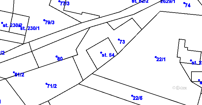 Parcela st. 54 v KÚ Příkrý, Katastrální mapa