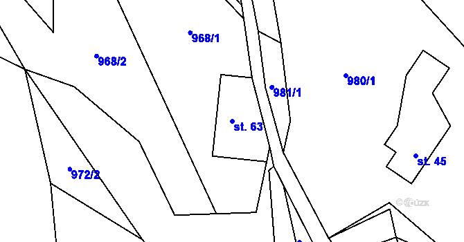 Parcela st. 63 v KÚ Příkrý, Katastrální mapa