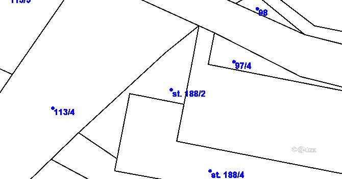 Parcela st. 188/2 v KÚ Příkrý, Katastrální mapa