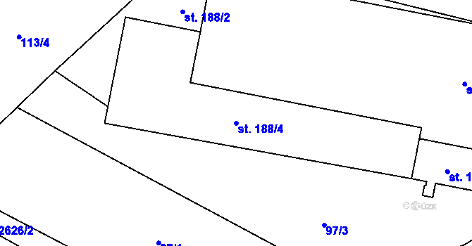 Parcela st. 188/4 v KÚ Příkrý, Katastrální mapa