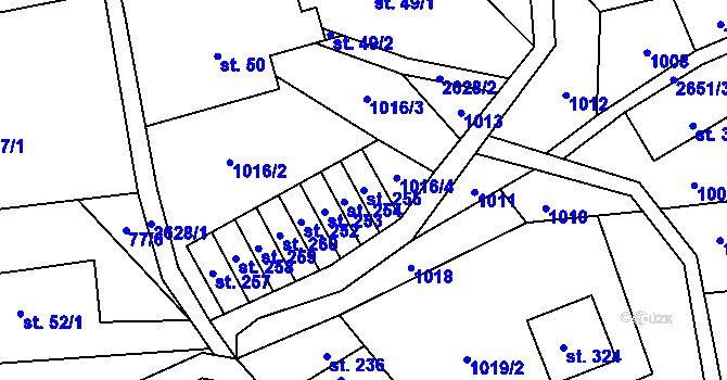 Parcela st. 255 v KÚ Příkrý, Katastrální mapa