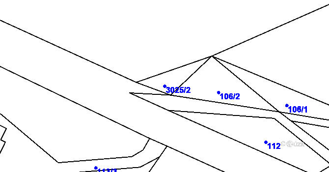 Parcela st. 3025/2 v KÚ Příkrý, Katastrální mapa