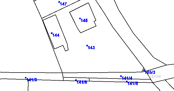 Parcela st. 143 v KÚ Přílepy, Katastrální mapa
