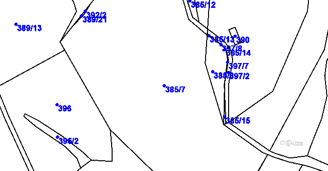 Parcela st. 385/7 v KÚ Přílepy, Katastrální mapa