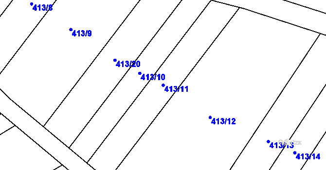 Parcela st. 413/11 v KÚ Přílepy, Katastrální mapa