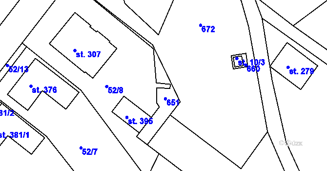 Parcela st. 10/2 v KÚ Přílepy u Holešova, Katastrální mapa