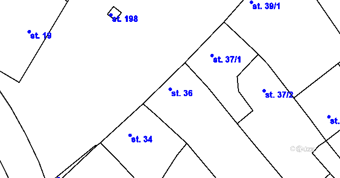 Parcela st. 36 v KÚ Přílepy u Holešova, Katastrální mapa
