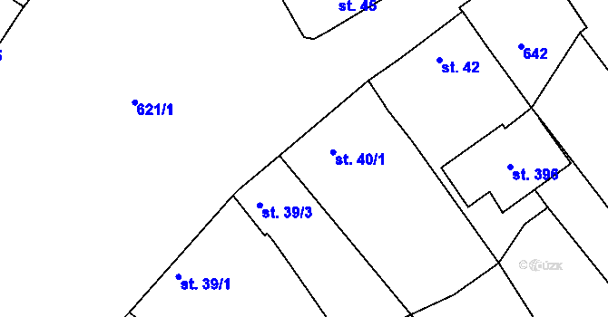 Parcela st. 40/3 v KÚ Přílepy u Holešova, Katastrální mapa