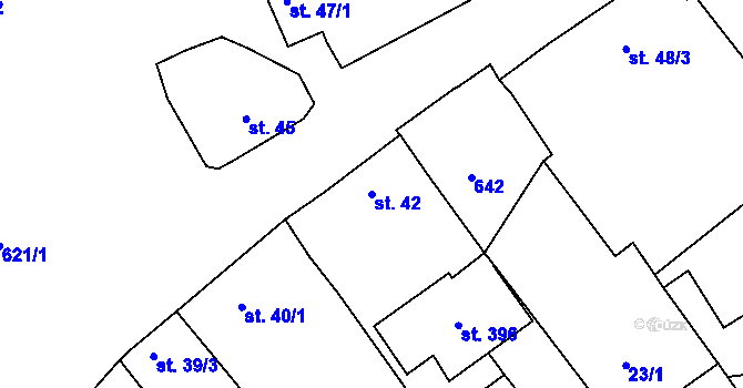 Parcela st. 42 v KÚ Přílepy u Holešova, Katastrální mapa