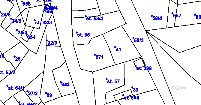 Parcela st. 56 v KÚ Přílepy u Holešova, Katastrální mapa