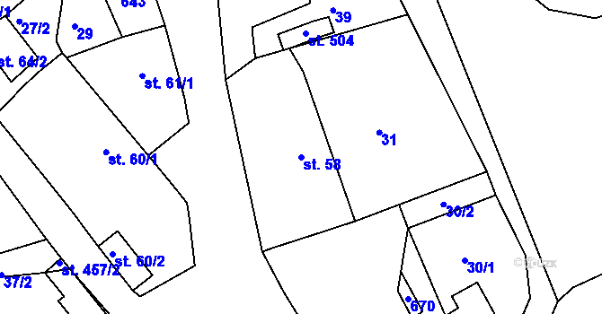 Parcela st. 58 v KÚ Přílepy u Holešova, Katastrální mapa