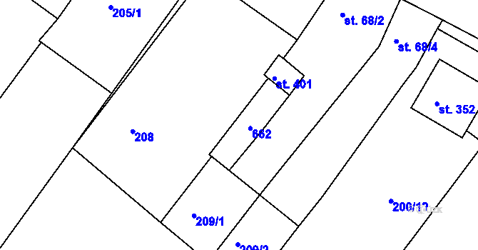 Parcela st. 68/3 v KÚ Přílepy u Holešova, Katastrální mapa
