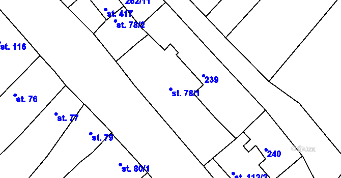 Parcela st. 78/1 v KÚ Přílepy u Holešova, Katastrální mapa