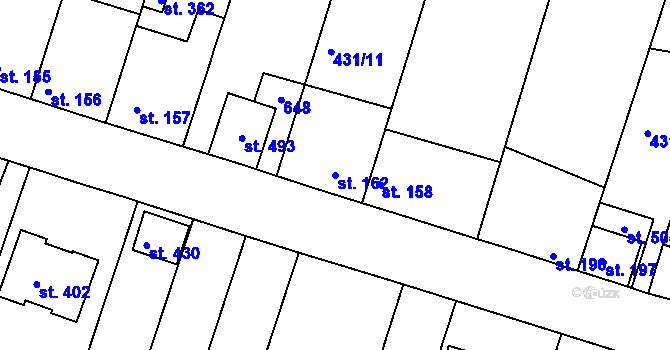 Parcela st. 162 v KÚ Přílepy u Holešova, Katastrální mapa