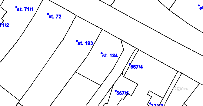 Parcela st. 184 v KÚ Přílepy u Holešova, Katastrální mapa
