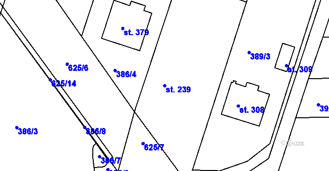 Parcela st. 239 v KÚ Přílepy u Holešova, Katastrální mapa