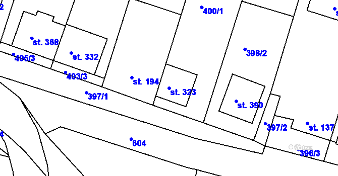 Parcela st. 323 v KÚ Přílepy u Holešova, Katastrální mapa