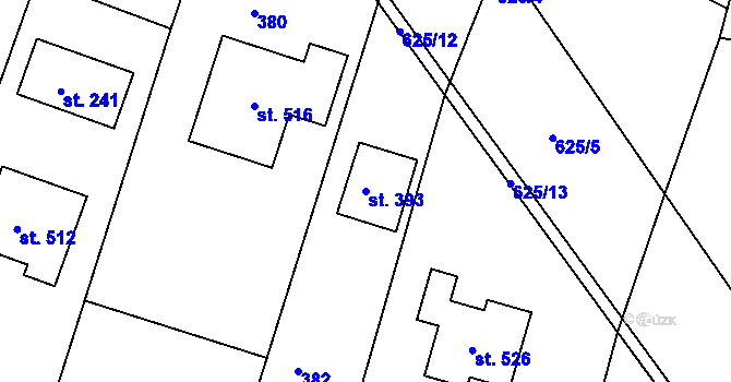 Parcela st. 393 v KÚ Přílepy u Holešova, Katastrální mapa