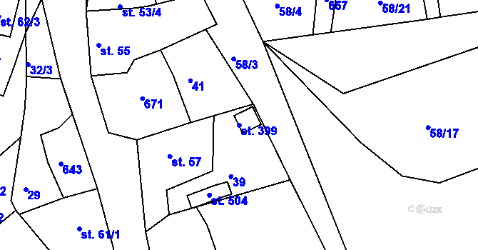 Parcela st. 399 v KÚ Přílepy u Holešova, Katastrální mapa