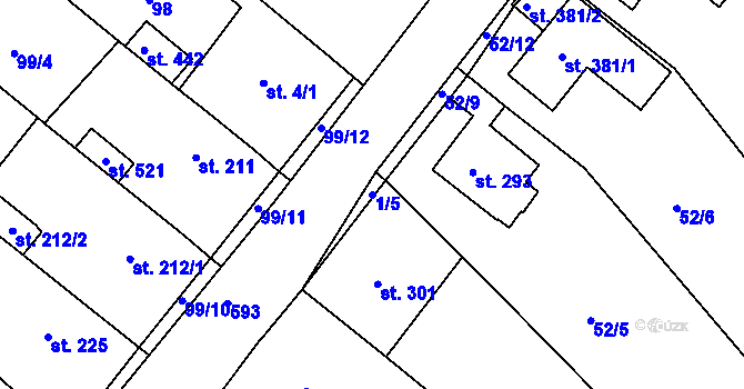 Parcela st. 1/5 v KÚ Přílepy u Holešova, Katastrální mapa