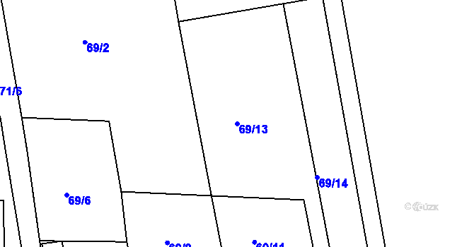 Parcela st. 69/13 v KÚ Přílepy u Holešova, Katastrální mapa