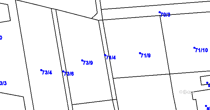 Parcela st. 71/4 v KÚ Přílepy u Holešova, Katastrální mapa