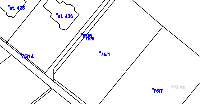 Parcela st. 75/1 v KÚ Přílepy u Holešova, Katastrální mapa