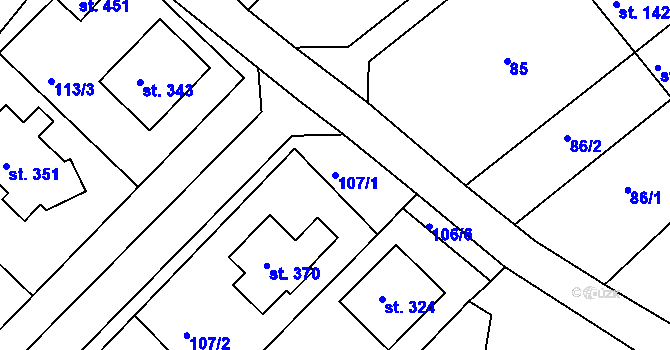Parcela st. 107/1 v KÚ Přílepy u Holešova, Katastrální mapa