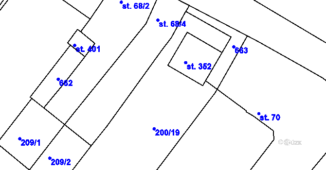 Parcela st. 200/3 v KÚ Přílepy u Holešova, Katastrální mapa