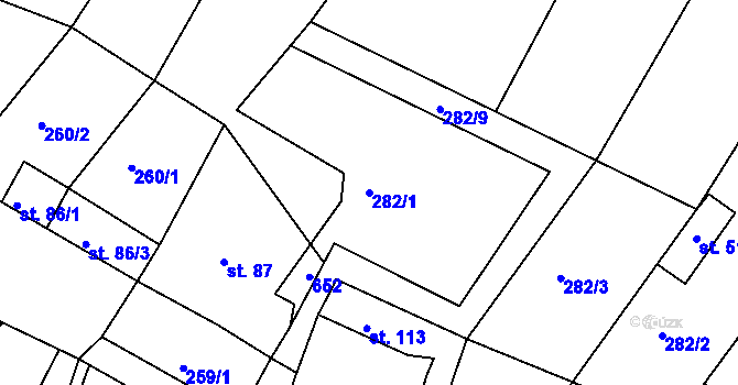 Parcela st. 282/1 v KÚ Přílepy u Holešova, Katastrální mapa