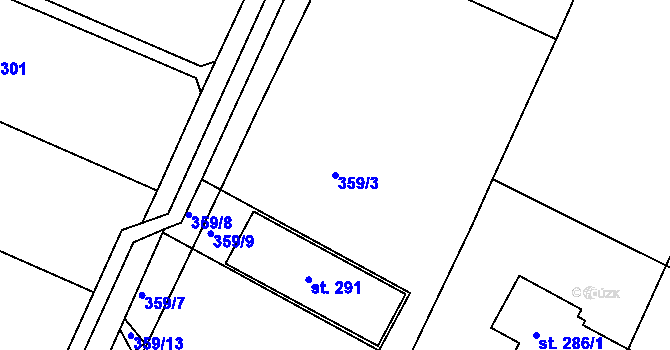 Parcela st. 359/3 v KÚ Přílepy u Holešova, Katastrální mapa