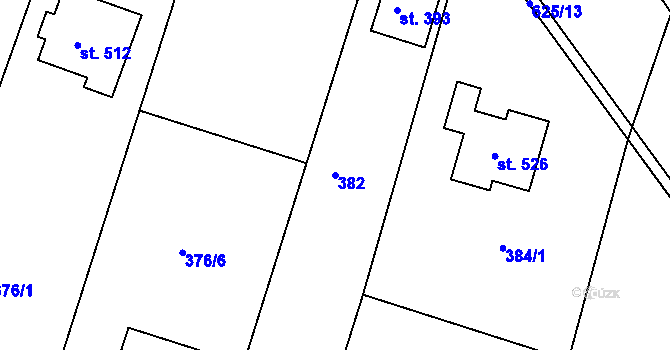 Parcela st. 382 v KÚ Přílepy u Holešova, Katastrální mapa