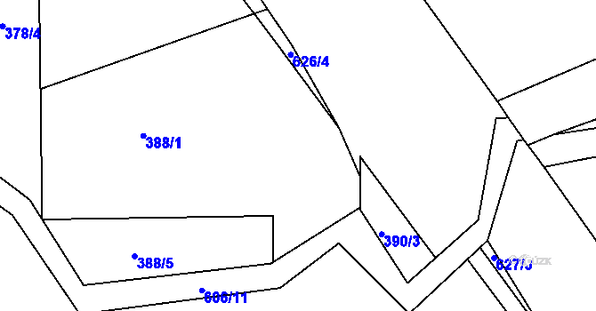 Parcela st. 388/2 v KÚ Přílepy u Holešova, Katastrální mapa
