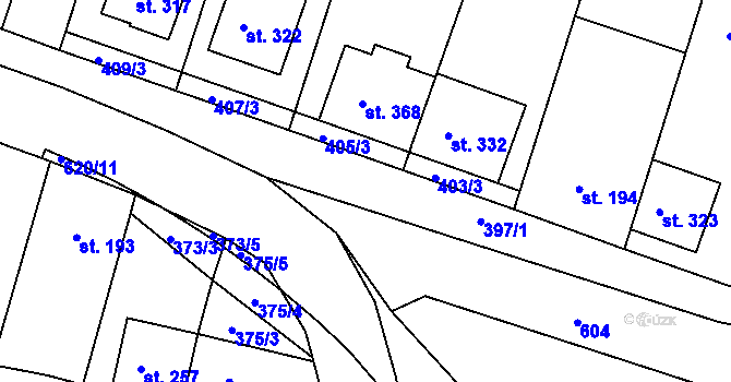 Parcela st. 397 v KÚ Přílepy u Holešova, Katastrální mapa