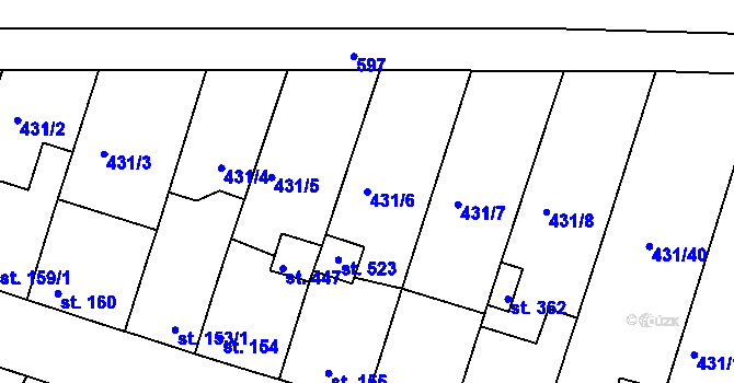 Parcela st. 431/6 v KÚ Přílepy u Holešova, Katastrální mapa