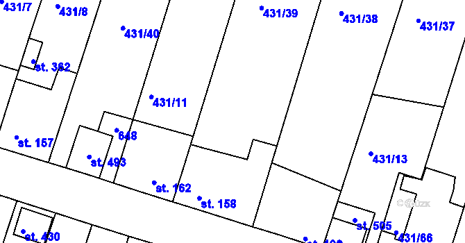 Parcela st. 431/9 v KÚ Přílepy u Holešova, Katastrální mapa